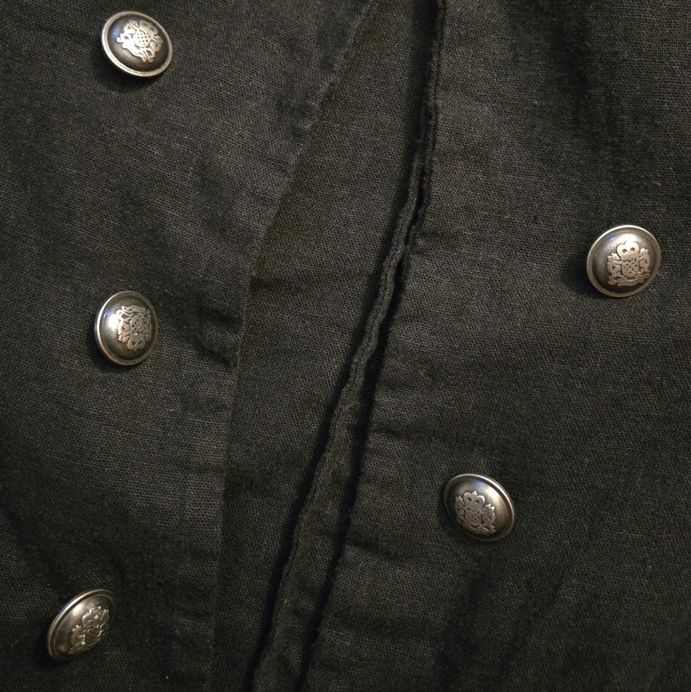 Free People Double Breasted Black Linen Jacket - Picture 6 of 10